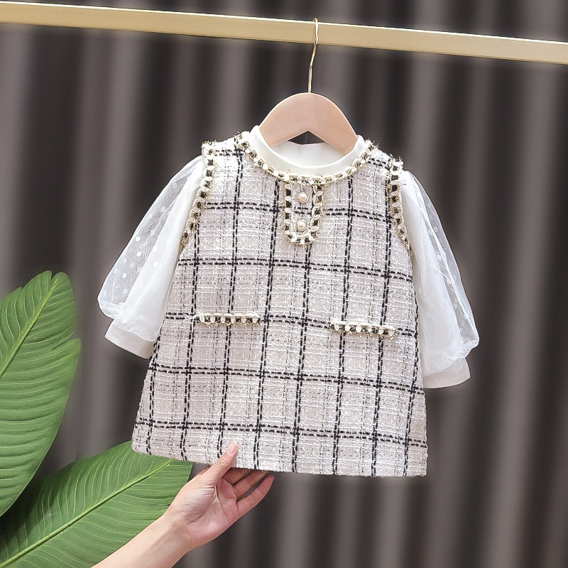 【Happy Baby】0-4 Tahun QZ-87 Dress Setelan Elegant  / style kantoran Lengan Panjang  anak perempuan