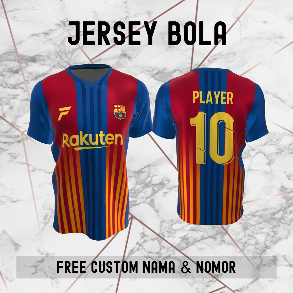 Jersey Barcelona Klub Bola Baju Kaos Custom Nama dan Nomor Punggung - 35