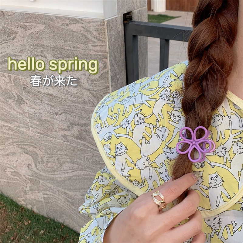 Korean Sweet Style Summer Spring Candy Color Fashion Flower Shape Alloy Hair Clip for Women Photo Prop