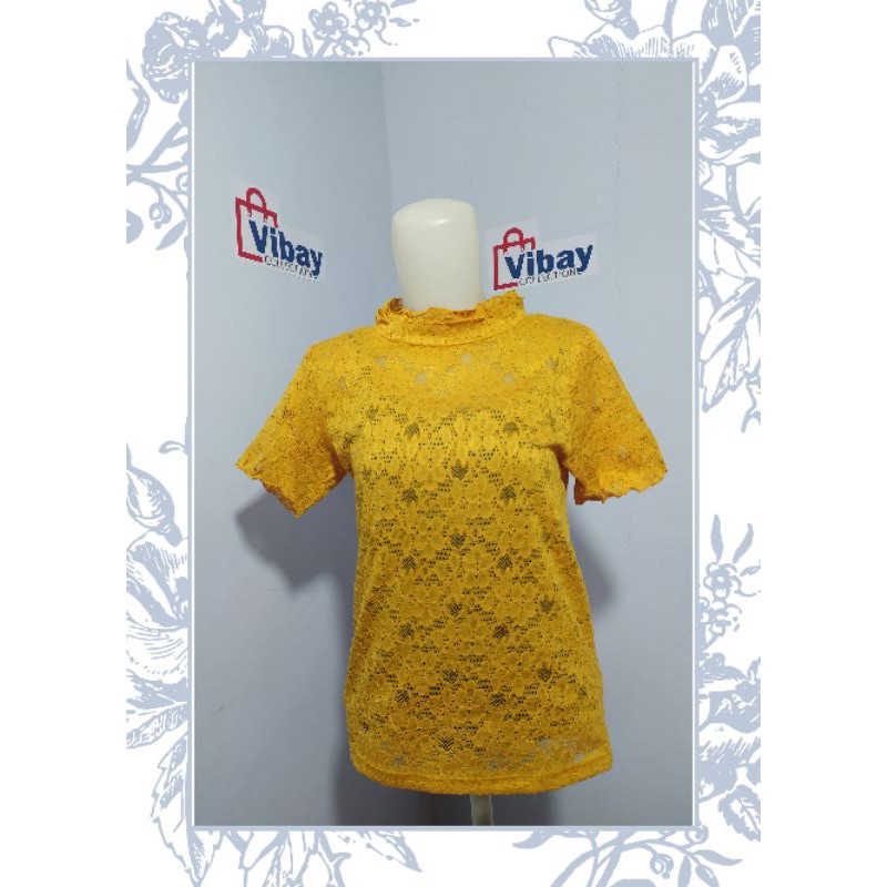 BLOUSE BROKAT KUNING MUSTARD