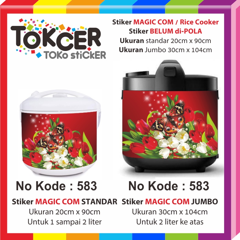 STIKER Magic Com / Rice Cooker Motif Kupu-kupu Warna