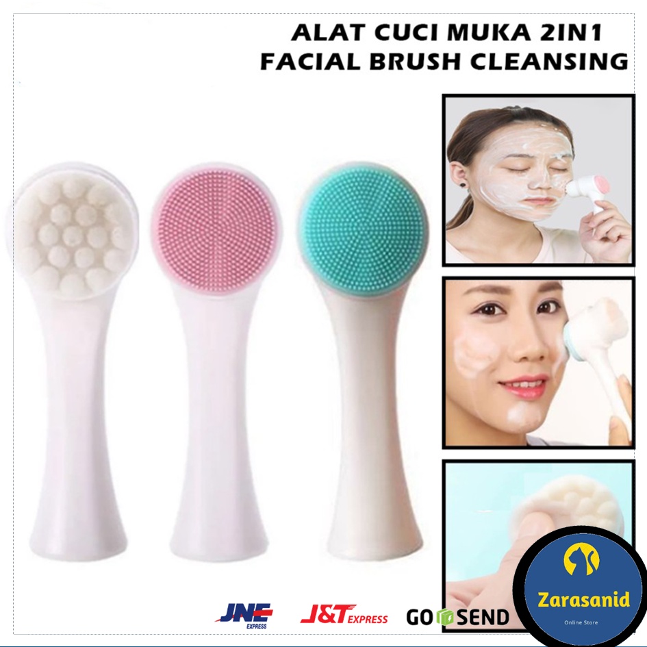 Alat Cuci Muka 2IN1 Sikat Wajah 2 Sisi Facial Cleansing Brush Silicone Praktis Ekonomis