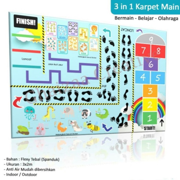 

KARPET MAIN 3 IN 1 / MAINAN EDUKASI / MONTESSORI / ENGKLEK / PLAYMAT / Limited