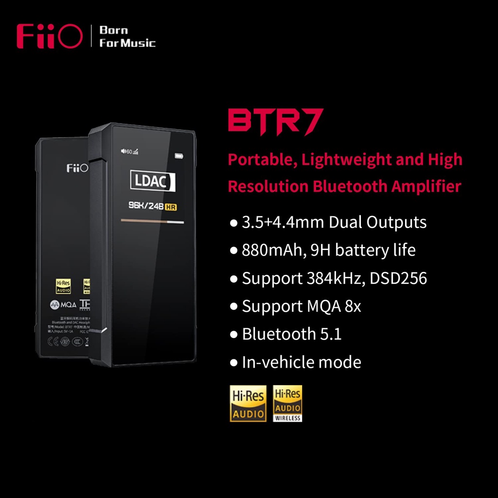 Fiio BTR7 Portable Wireless Bluetooth DAC Amplifier BTR 7