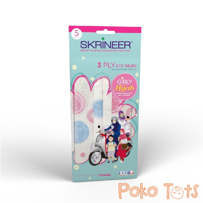 Skrineer Hijab Girly Masker Headloop Isi 5 pcs