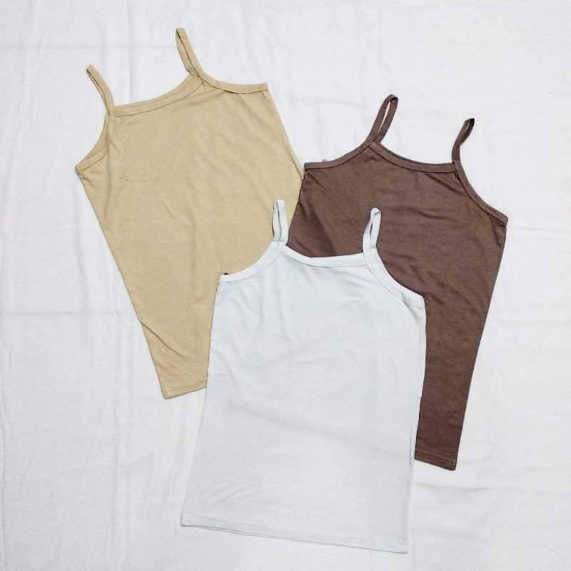 Tanktop Basic Polos Jumbo Bigsize - Standard Tali Kecil Stretch/Bisa Melar - Spandex Rayon PREMIUM-Krem