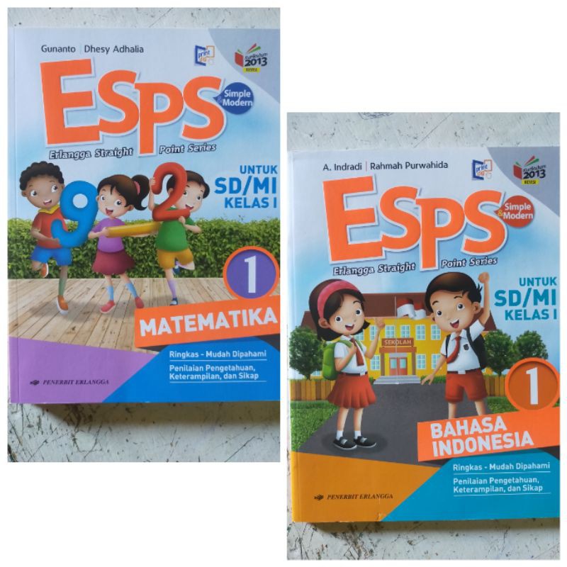 ORI satu paket buku teks ESPS matematika Dan bahasa Indonesia k13 Erlangga kelas 1 edisi terbaru
