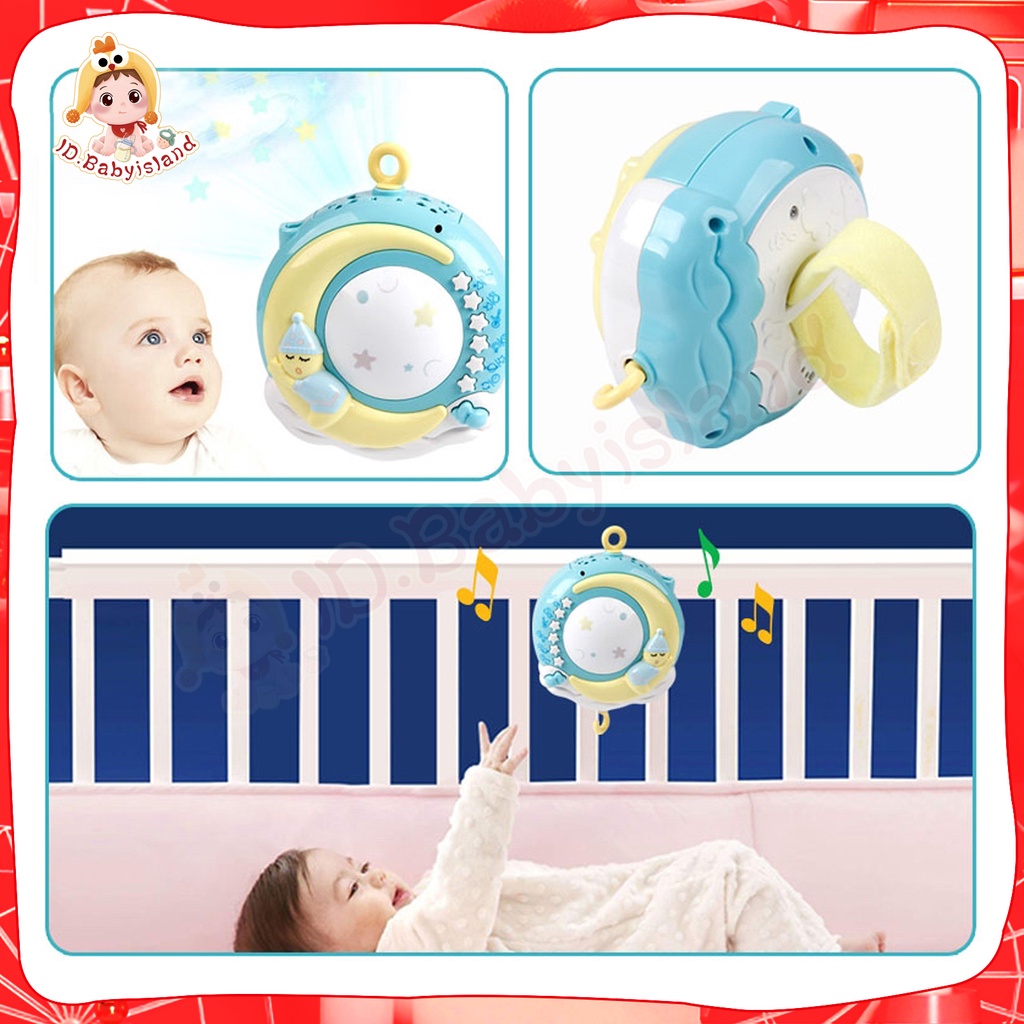 [cod] Baby Crib Mobile 0-12 Bulan Mainan Rattle Music Remote Control Memutar Bel Tempat Tidur 4 Warna