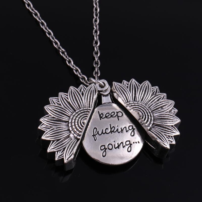 Retro Sunflower Lettering You Are My Sunshine Chain Short Clavicle Chain Necklace Gifts