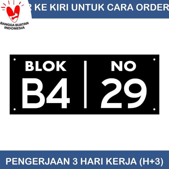 

Nomor Rumah Acrylic / Akrilik - 2 Baris 30cm x 12cm - Back Hitam, Text Putih