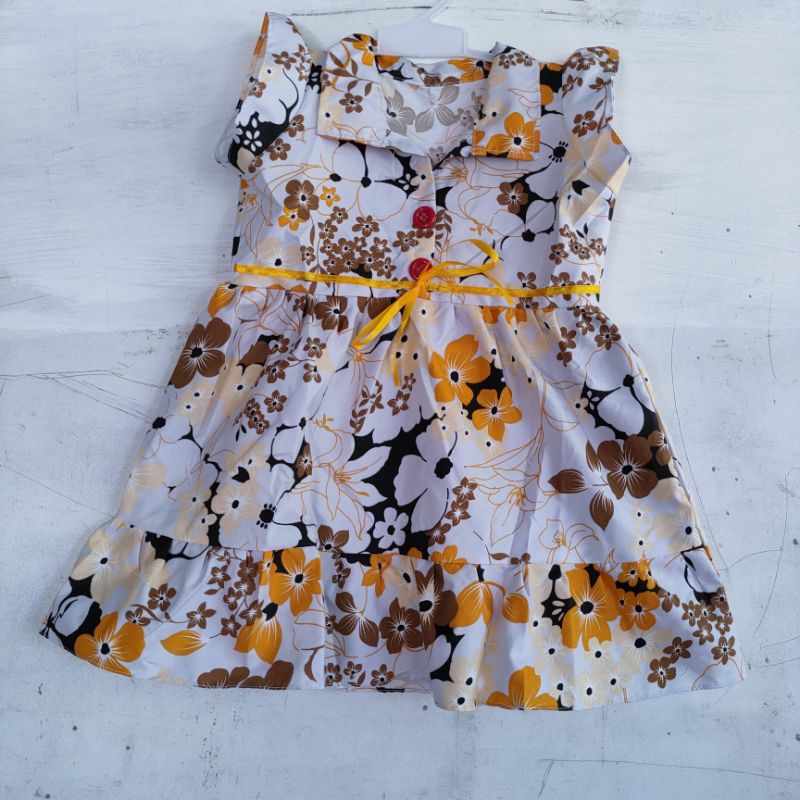 Dress anak 1 2 tahun motif bunga gaun anak cewek perempuan ( dress flowerina kancing)