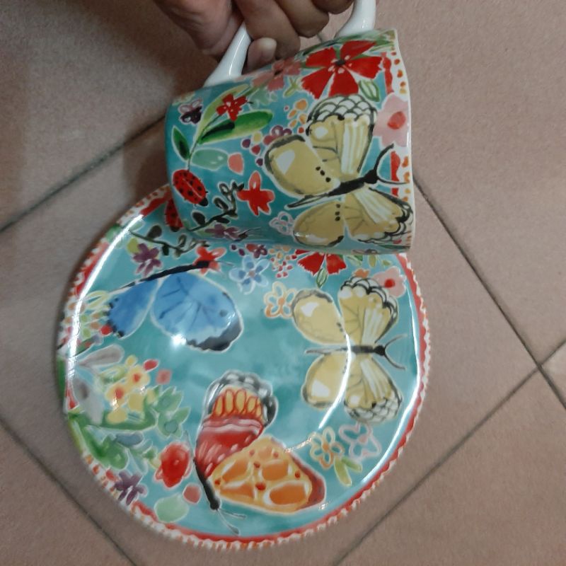 Set Piring Art kupu / piring sango/hadiah pernikahan/hiasan dinding