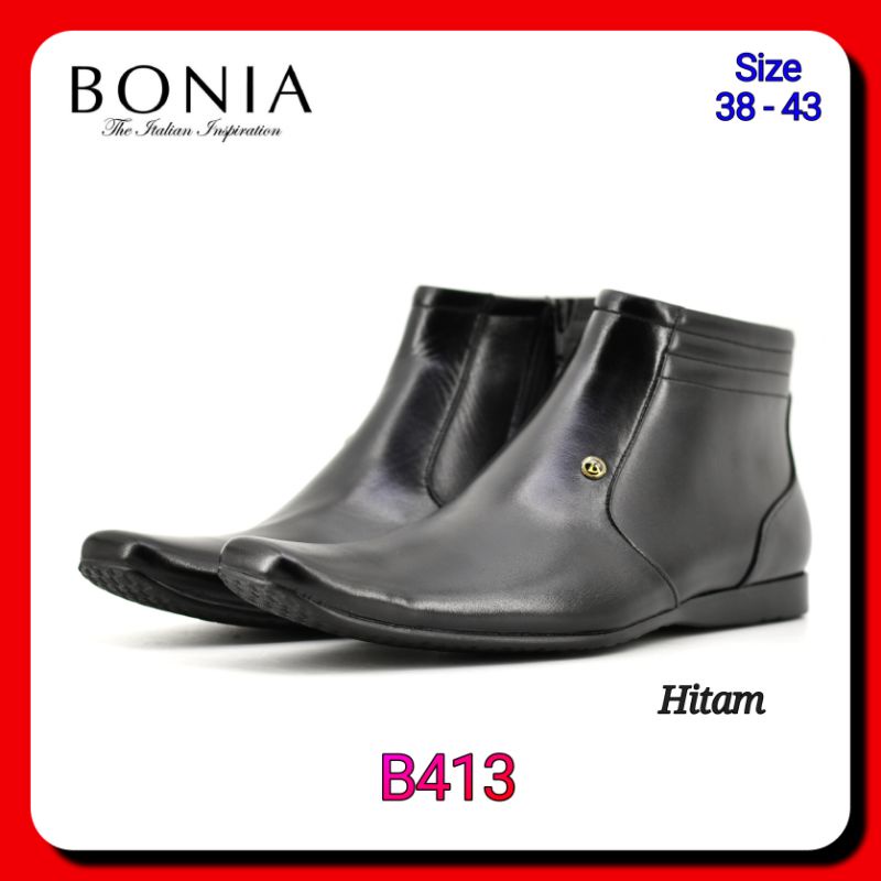 Sepatu Formal Boot Pria Bonia B413 Kulit Asli
