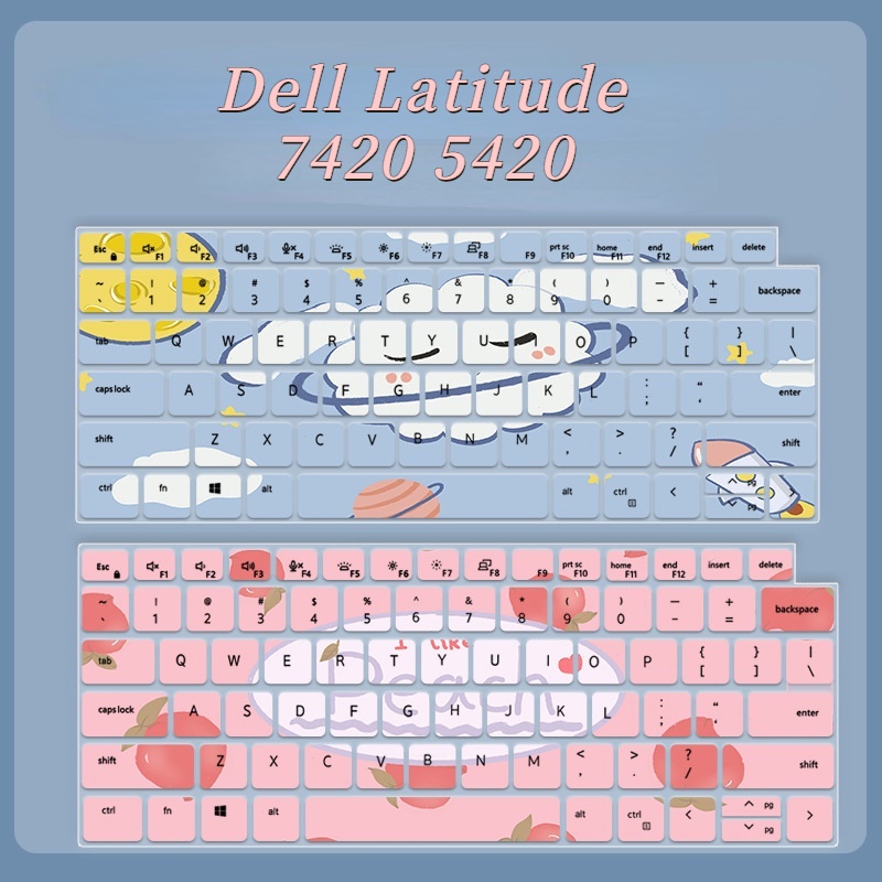 DELL Kartun Dicat Floral Notebook Keyboard Penutup Film Pelindung Debu Untuk Lintang 14&quot; Dell7420 7410 5420 5520 7420 7520 3320 3520 Silikon Film Full-Coverage9510