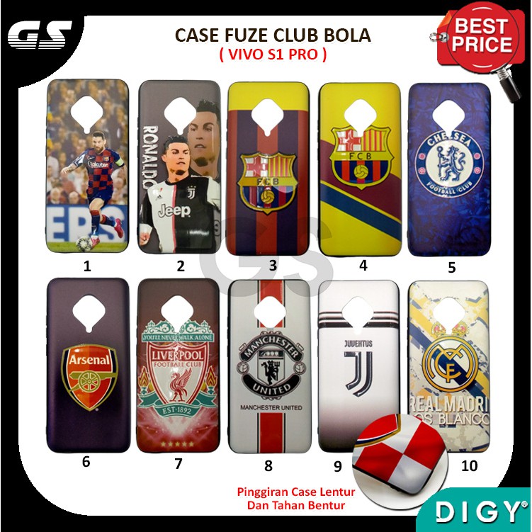 Promo Murah Case Club Bola VIVO Y91C Y15 Y93 Y19 S1 PRO Z6 S6 Case Motif Cowok Fuze Hardcase
