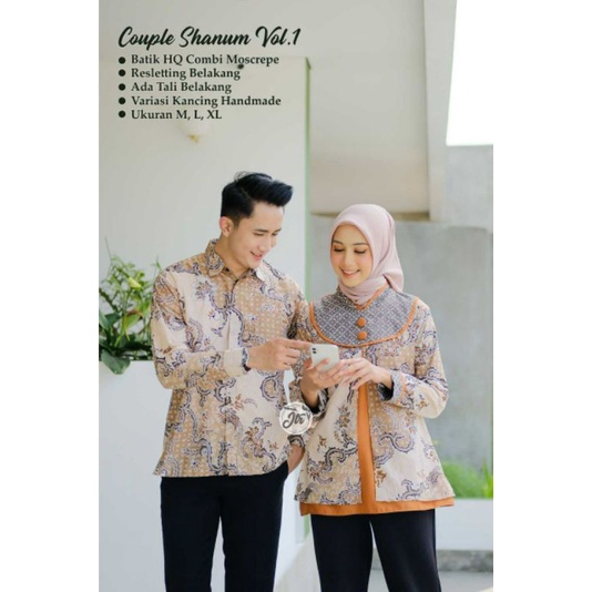 Batik Couple Modern Baju Batik Wanita Blouse Batik Kantor Atasan Batik Kerja Wanita Lengan Panjang Seragam Batik M L XL XXL