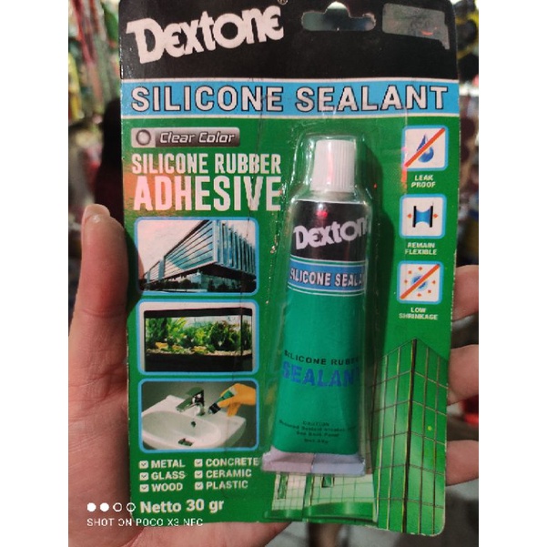 lem kaca /lem silicone sealant DEXTONE 30g (warna bening) / lem silikon sealant lem akuarium /lem aquarium