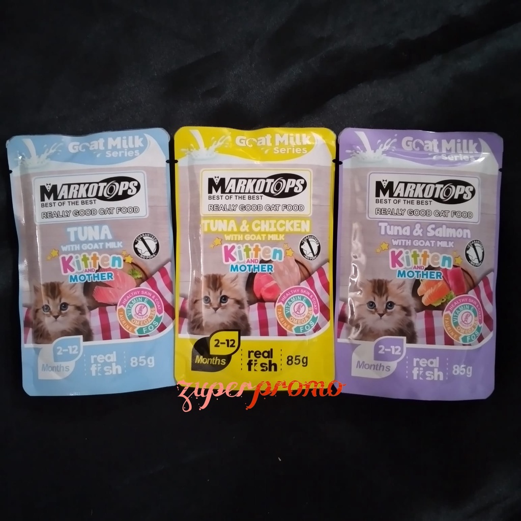 Markotops Pouch Kitten Tuna Goat Milk 85gr / Makanan Basah Anak Kucing