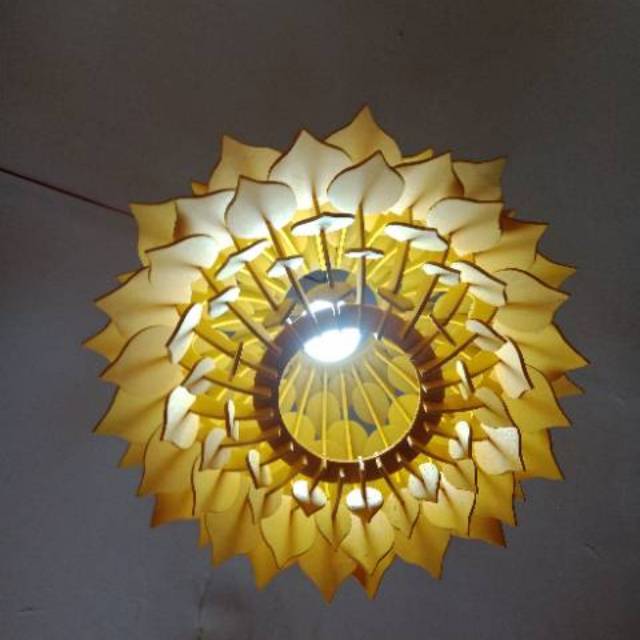 Lampu gantung hias cantik unik kayu