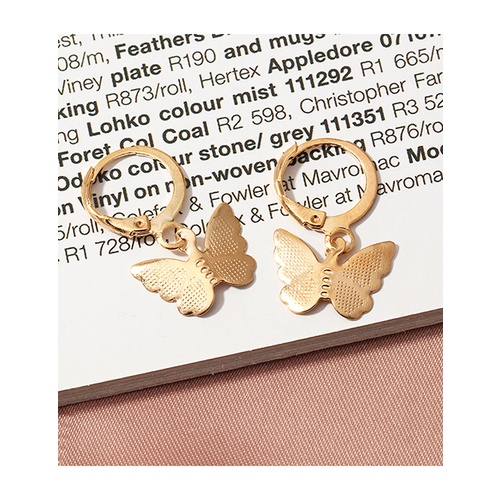 LRC Anting Tusuk Fashion Golden Small Butterfly Alloy Geometric Earrings K37050