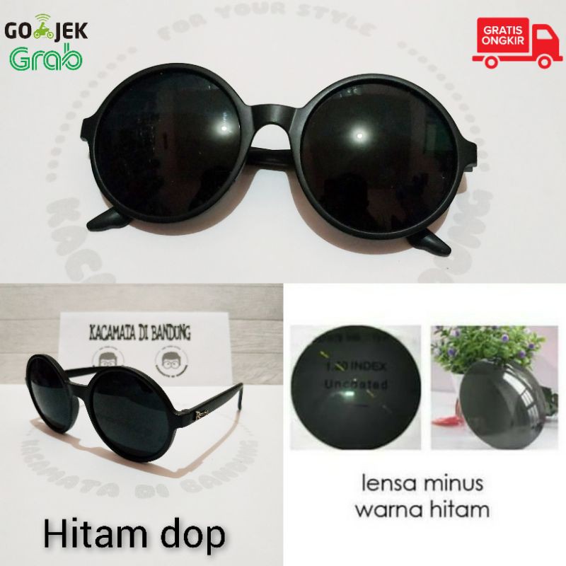 kacamata bulat lensa hitam minus silinder