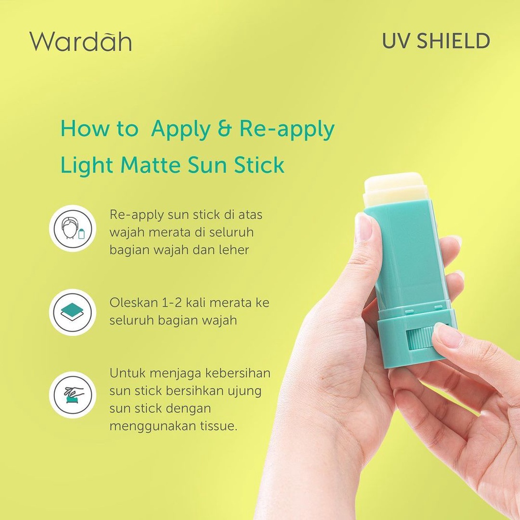 Wardah Sunscreen UV Shield Light Matte Sun Stick Tabir Surya SPF 50 PA++++ Sunblock