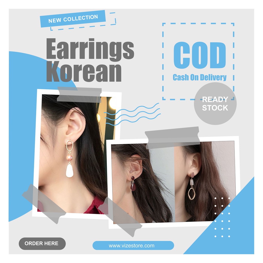 ANTING EARRINGS TUSUK JEPIT MAGNET HIJAB PANJANG TITANIUM ANTI KARAT BAHAN TEMBAGA KOREAN KOREA