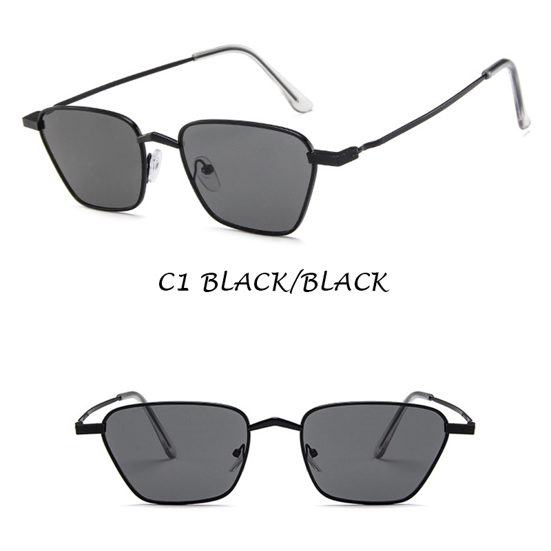 (YUZHU) Bayar di Tempat INS Fashion Small Square Besi Kacamata Hitam Wanita/Pria Sunglasses