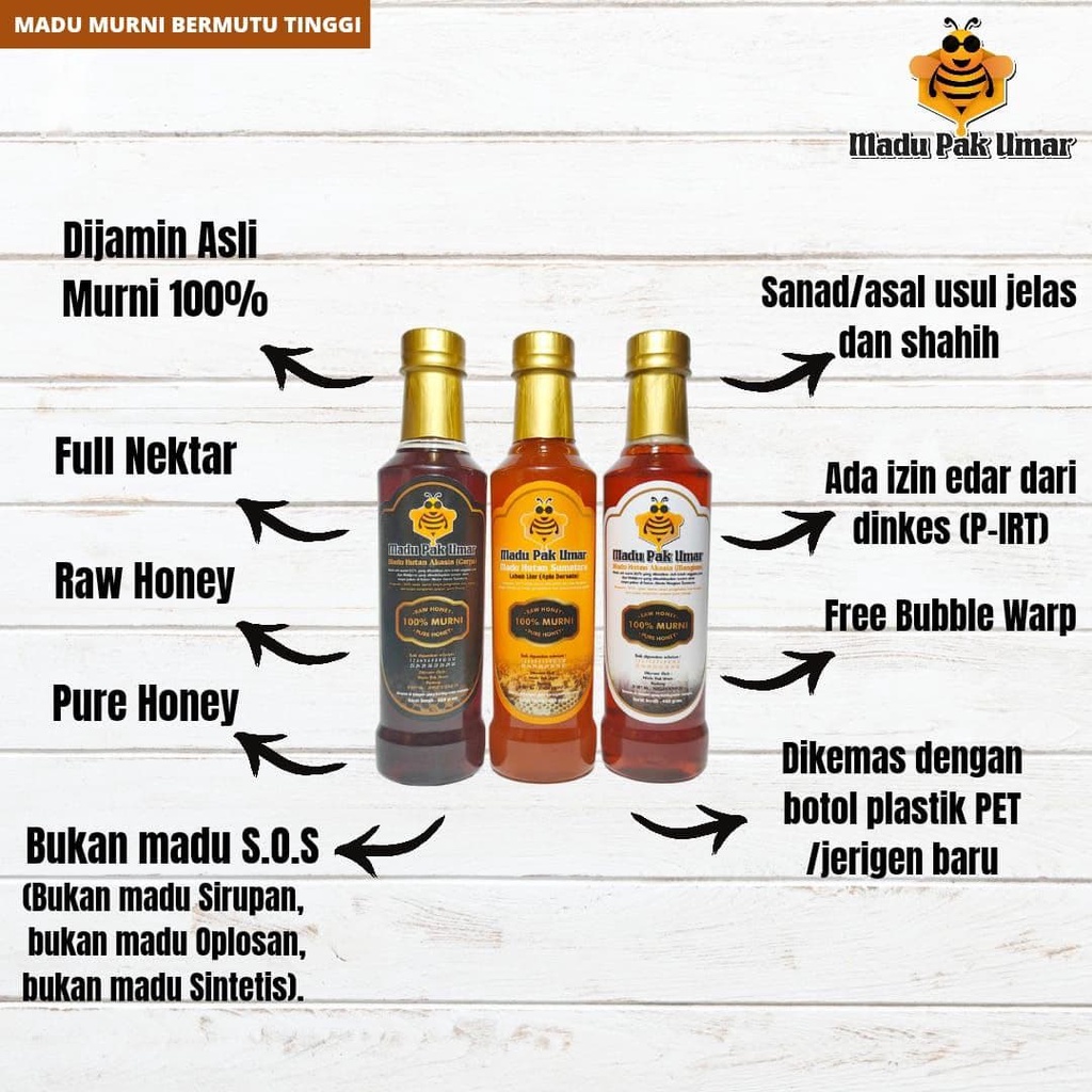 [COD bisa] Madu Hutan Akasia Mangium Pak Umar Lebah Apis Mellifera Raw Pure Honey