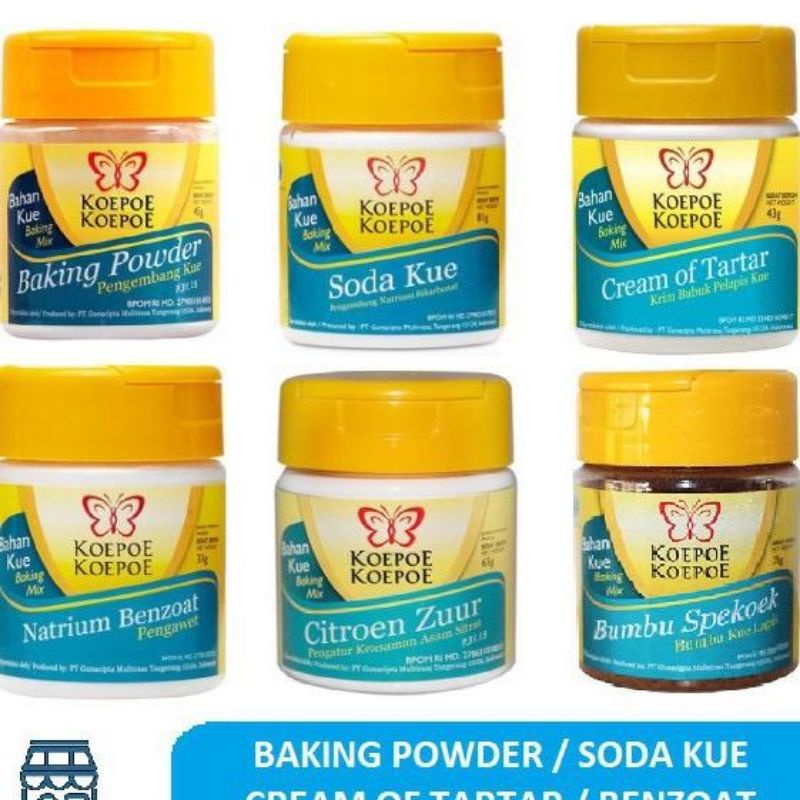 

KOEPOE ( CREAM OF TARTAR/CMC/VX/BAKING POWDER/SODA KUE/PUTIH/NATRIUM BENZOT/CITROEB ZUUR ) PROMO