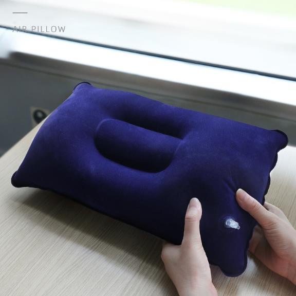 Bantal Angin Tiup Lipat Portable Travel Pillow Traveling Wisata Bludru Praktis Nyaman Empuk