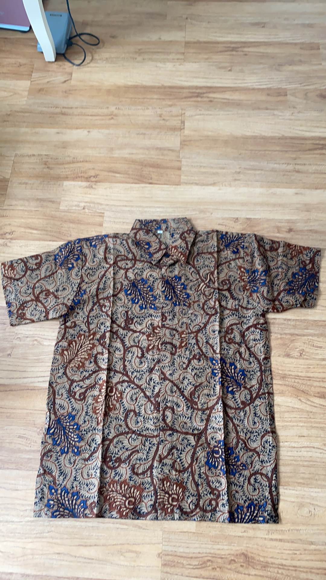 Bswart Batik Hrb026 Kenongo Hem Batik Daun Serit Coklat Kemeja Batik Pria