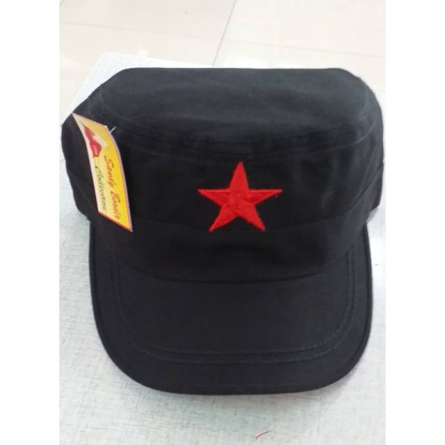 Topi Komando Hitam Bintang Merah