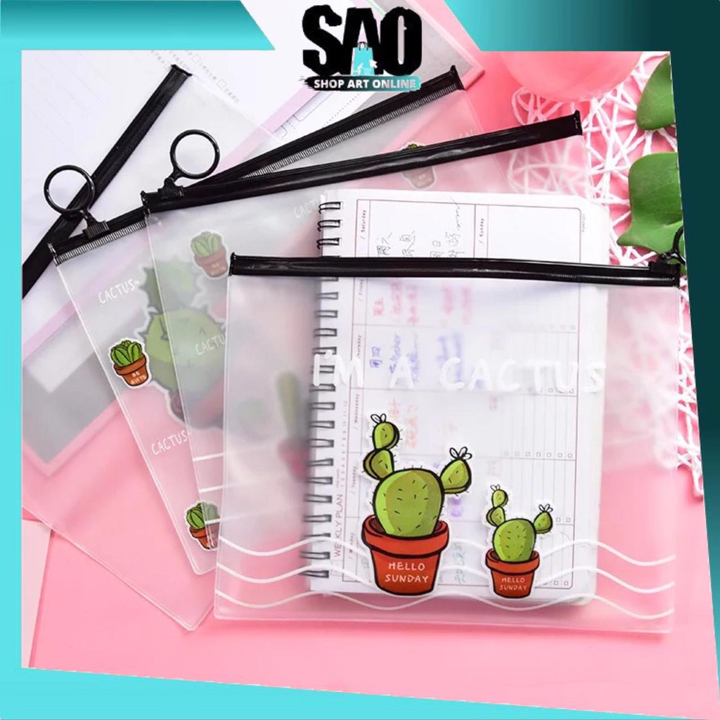 

SAO - S645 Tempat Pensil Transparan Motif Kaktus Pouch Penyimpanan Alat Tulis Impor