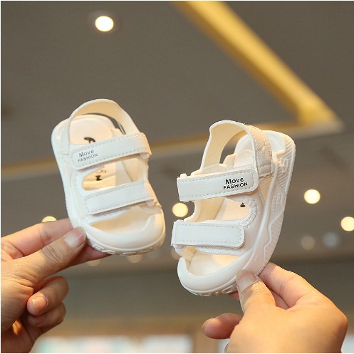 SANDAL ANAK UNISEX IMPORT MOVE FASHION BLACK WHITE BAHAN LEMBUT NYAMAN DIPAKAI 16-25