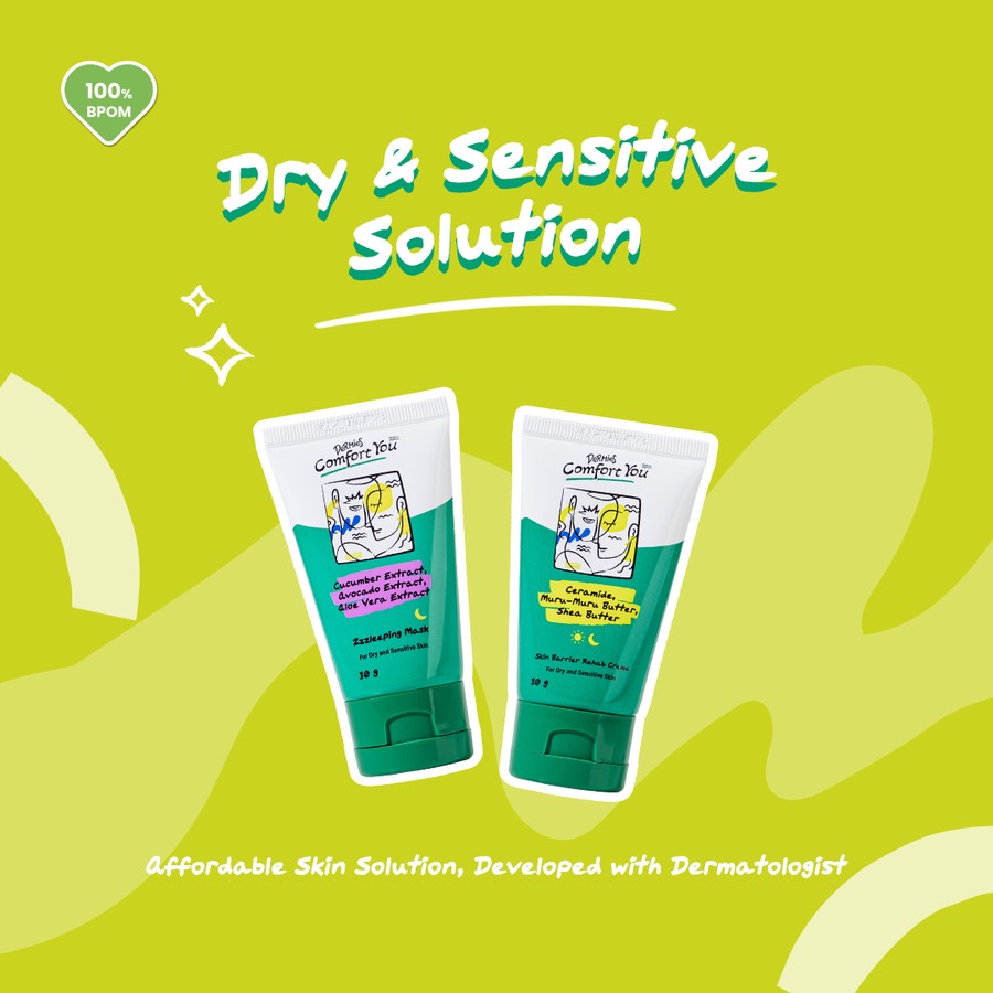 Dermies Sensitive &amp; Dry Skin Solution - Pelembab Wajah &amp; Sleeping Masker with Ceramide