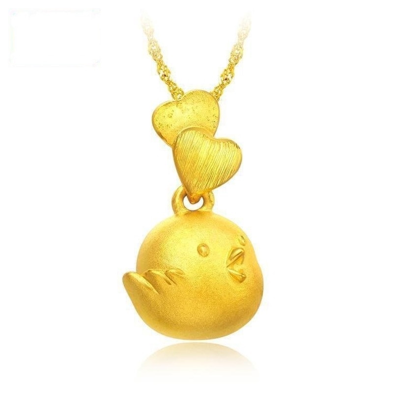 [Ready Stock]Fashion Heart-Shaped Gold Chick Necklace Personalized Cartoon Necklace