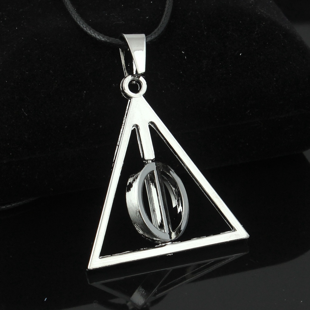 T399 Harry Potter kalung Luna horn Deathly Hallows diputar kalung liontin hip hop