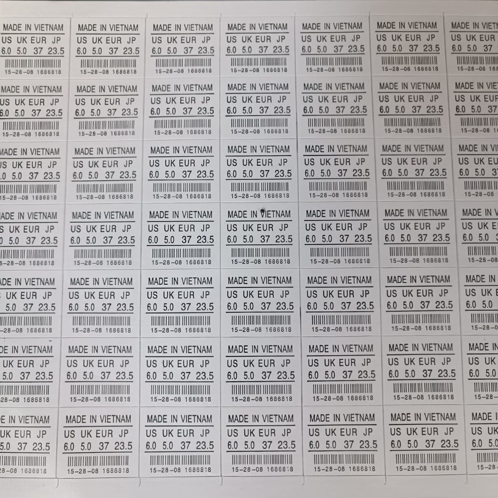 Perlengkapan Sepatu Label Size Sticker Sepatu dan Tag, Sertifikat, Note, Letter