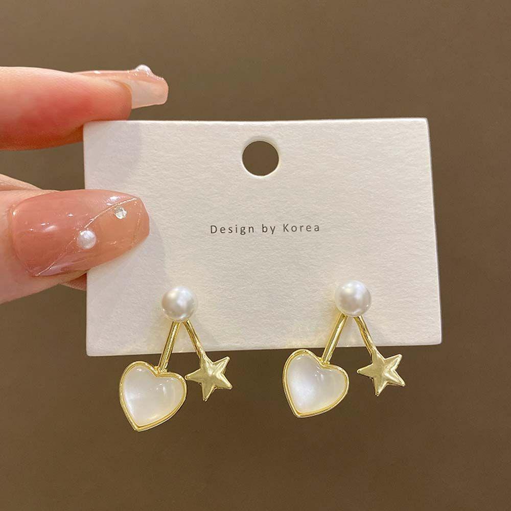 Needway Bintang Anting Pesta Pernikahan Fashion Cinta Hati Aksesoris Perhiasan Drop Earrings Mutiara Ear Studs