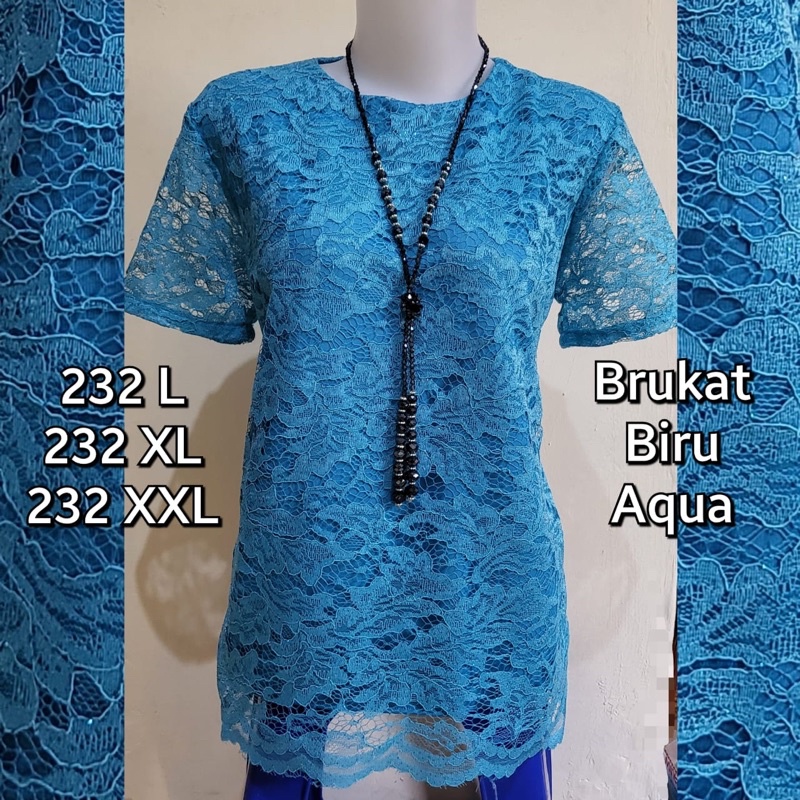 Atasan Brukat - Blouse Brukat Vany-Biru Aqua