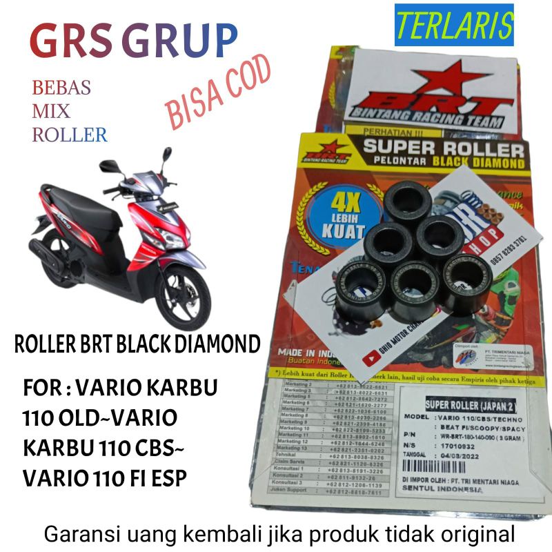 ROLLER BRT BEAT FI ESP ECERAN ROLER BRT SCOOPY FI 2014-2019 BEAT FI  VARIO 110 FI/ VARIO KARBU 110 CBS TECHNO BEAT POP,  BEAT STRET FI SPACY FI RORER ROLER LOLER LOLLER BRT ORIGINAL ROLLER VARIO 110 FI - SCOOPY 2020 SPACY FI BEAT STREE T8 9 10 11 13 GRAM