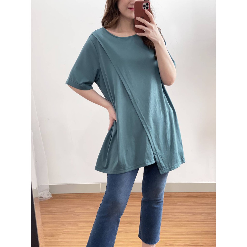 Uniqlo green n pink crossover cotton tunic