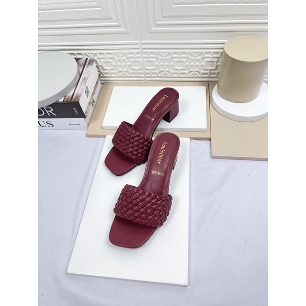 sepatu heel wanita terbaru kekinian pesta LOUISDEAR sendal heel 5 cm bahan dove H12