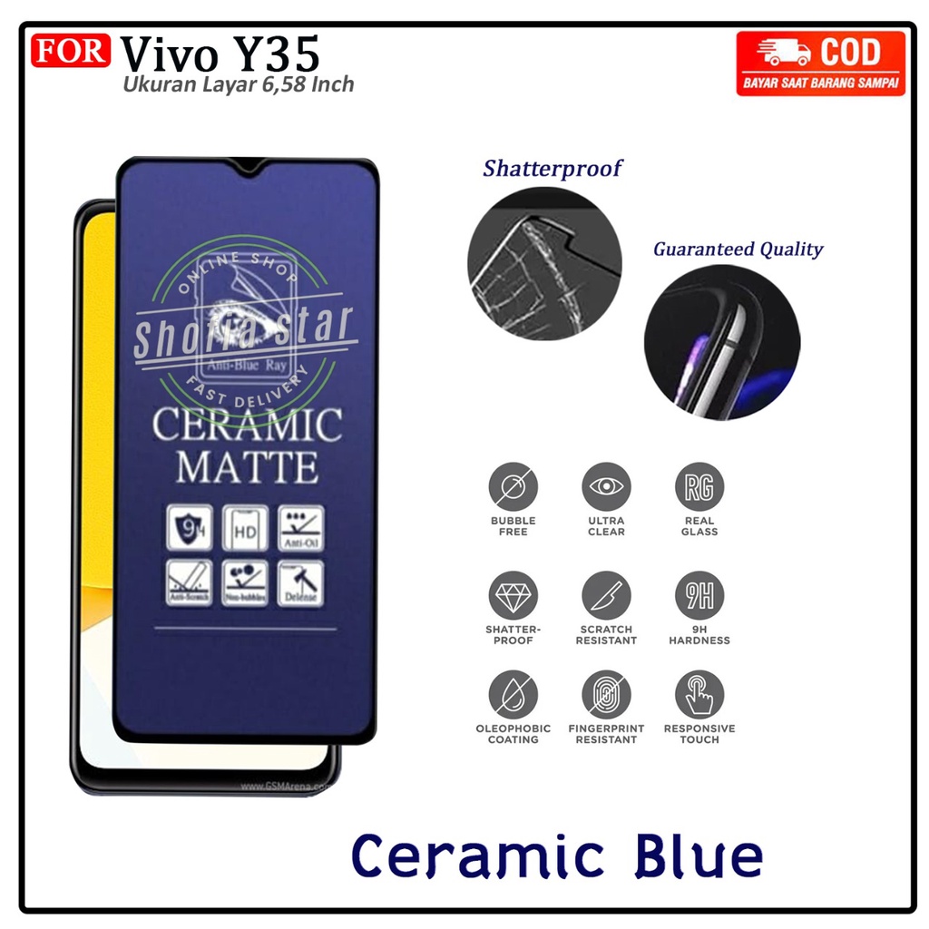 Tempered Glass Bening Vivo Y36 Y35 Tg Layar Anti Gores Kaca Full Cover