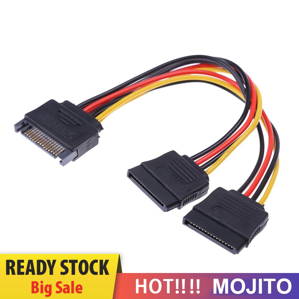 MOJITO 15Pin SATA Port to 2 15Pin SATA Splitter Cable Extender Power Adapter Cable