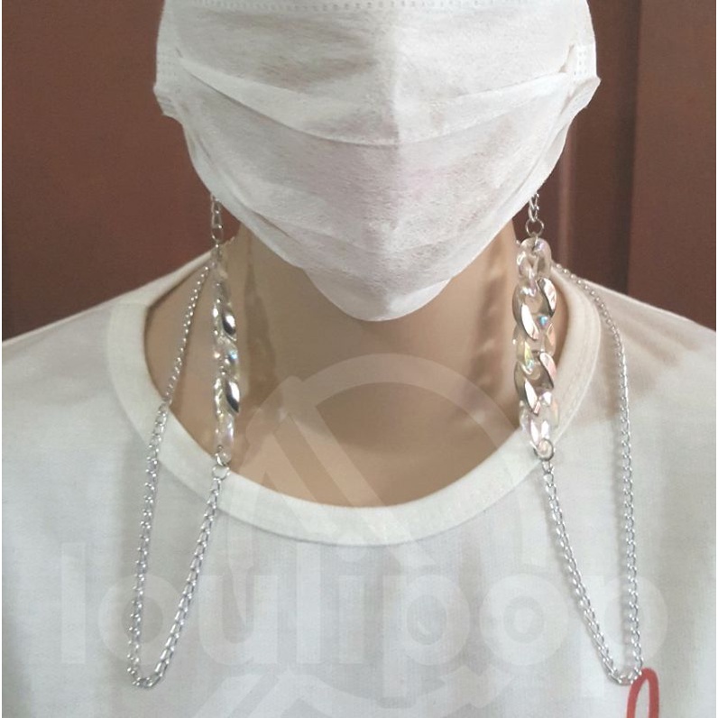 Tali Strap Masker Korea Rantai Aluminium Manik Holo Import  Anti Karat