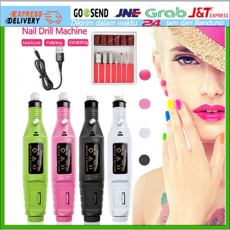 Bor Gerinda Ukir Electric Nail Drill Grinding Manicure Machine Mesin Kikir Amplas Kuku Listrik Nail Art Pen Set Bor Mini Gerinda Listrik Mini Hot