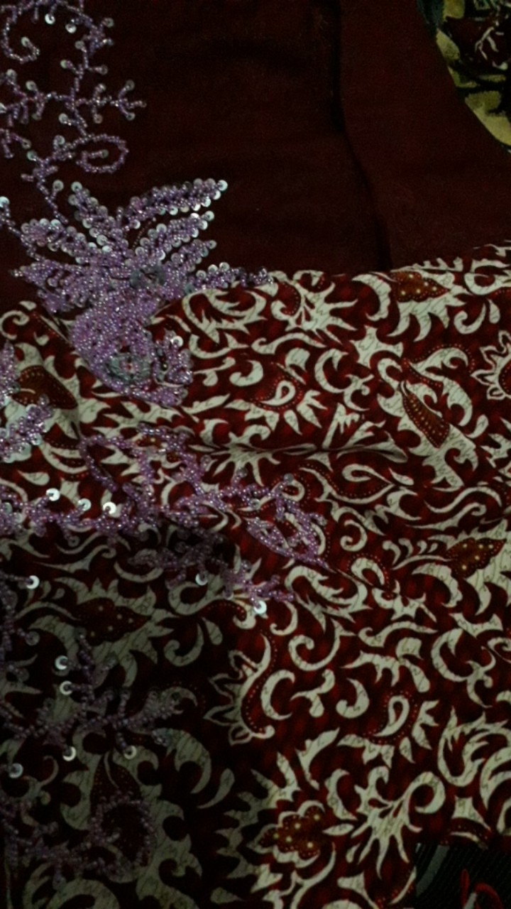 Gamis Polos Wolfis Kombinasi Batik Full Payet Premium Dress Muslimah