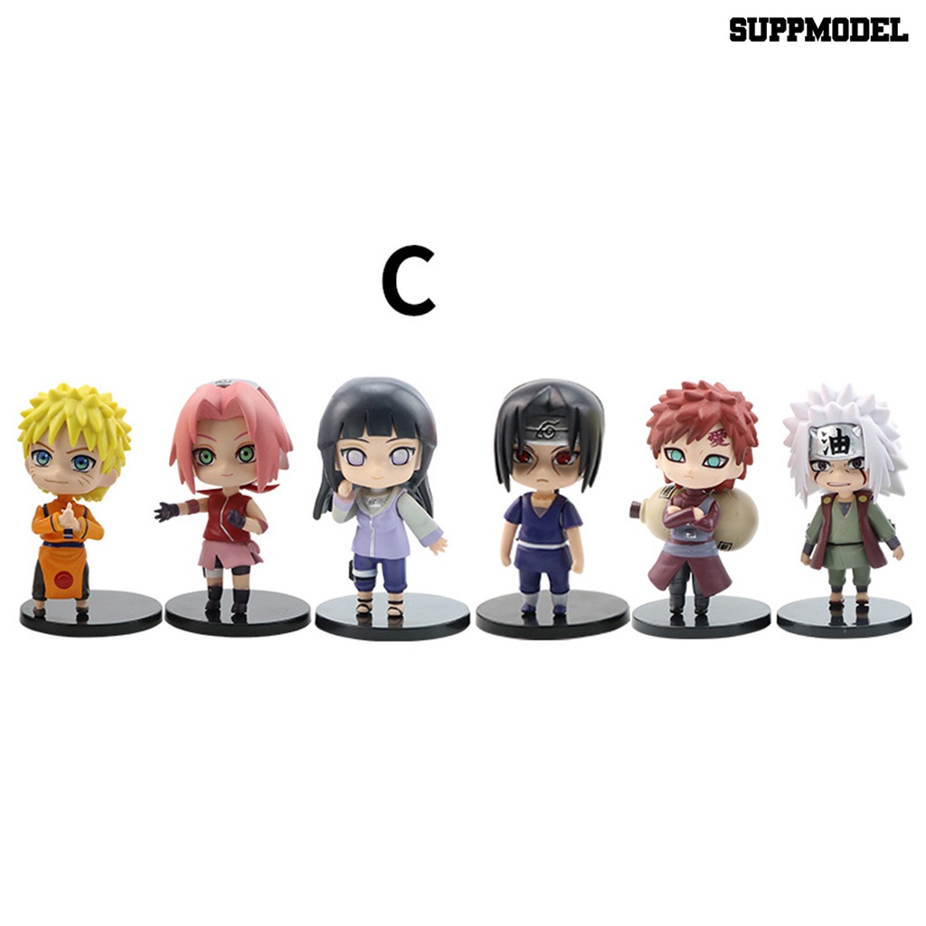 6pcs / Set Mainan Action Figure Model Kartun Anime Naruto Untuk Dekorasi Meja / Mobil / Rumah